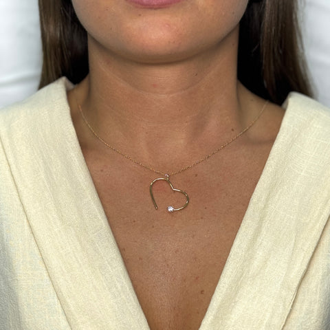 Collana rollò con cuore zirconi e oro