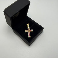 Pendente croce zirconata oro