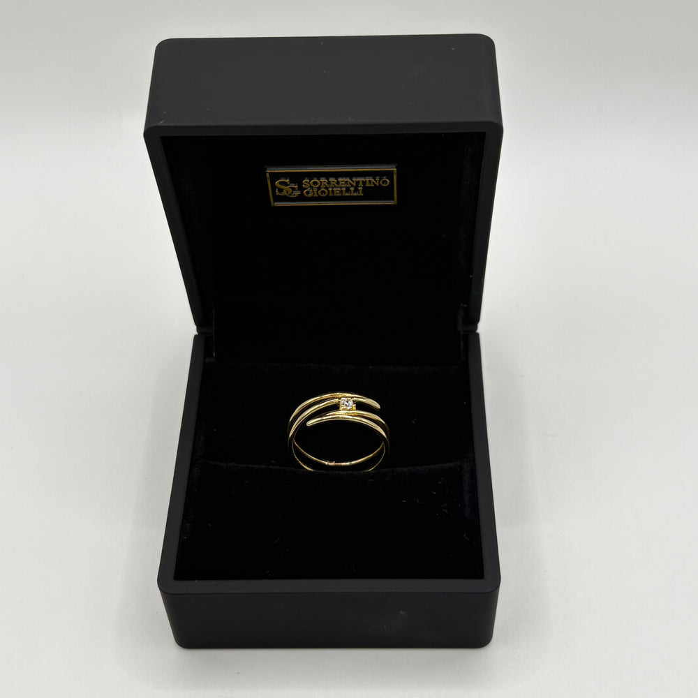 Anello fascia oro e zircone
