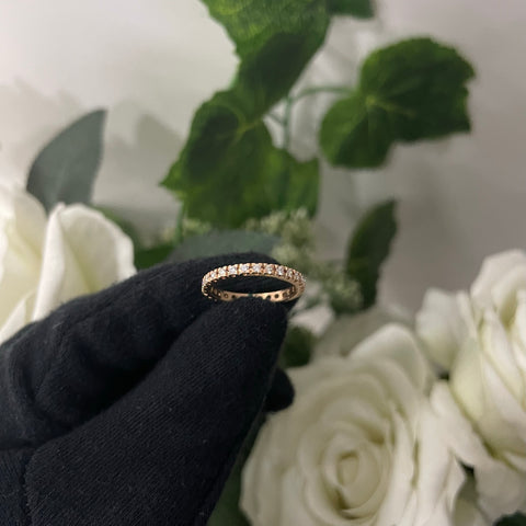 Anello veretta oro rosa e diamanti