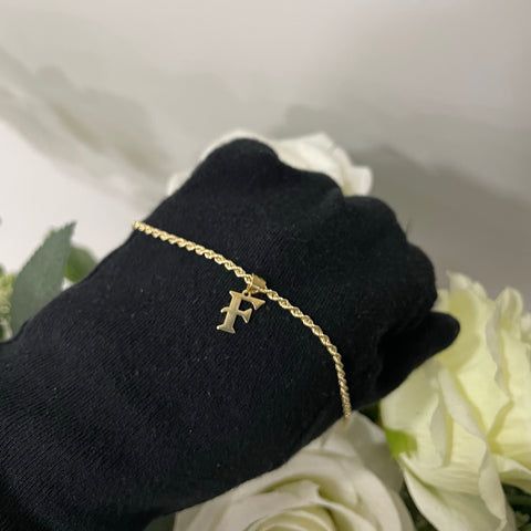 Bracciale fune con lettera oro