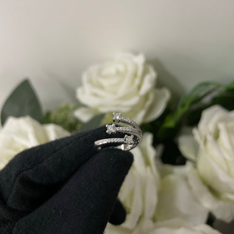 Anello trilogy pave F/VS oro e diamanti